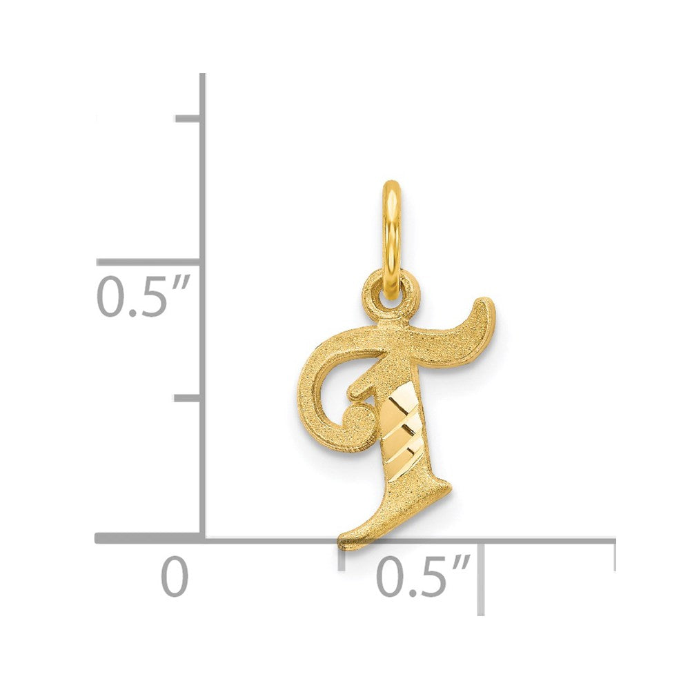 14K Yellow Gold Letter T Initial Charm