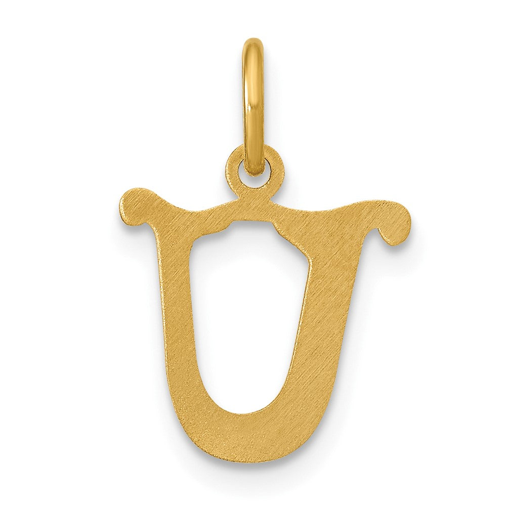 14K Yellow Gold Letter U Initial Charm