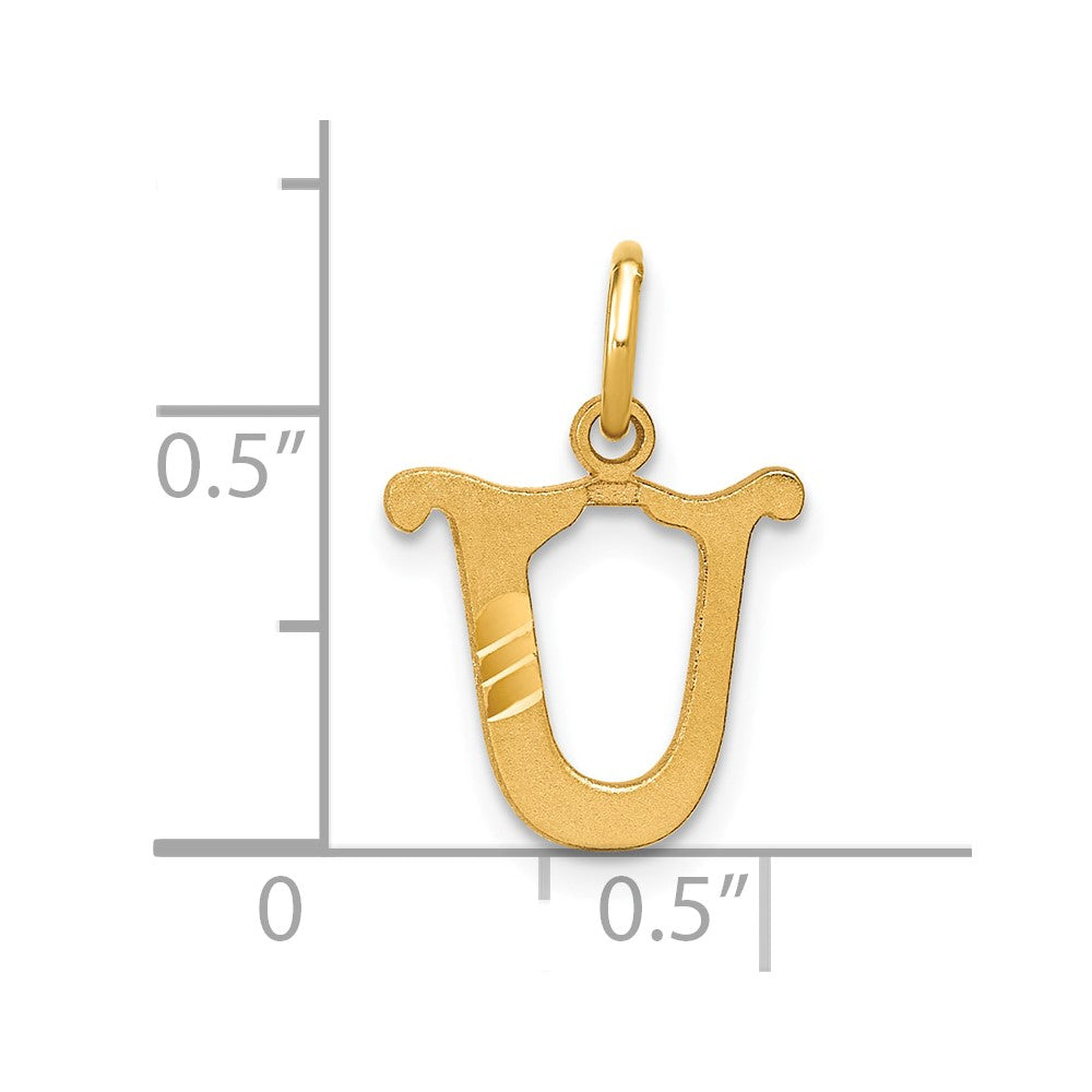 14K Yellow Gold Letter U Initial Charm