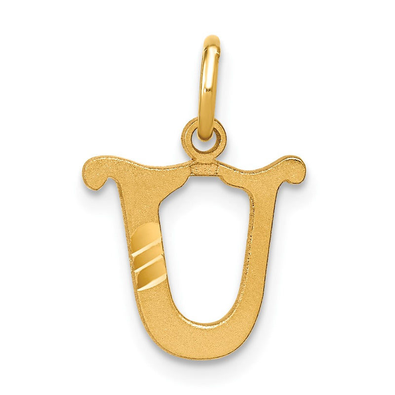14K Yellow Gold Letter U Initial Charm