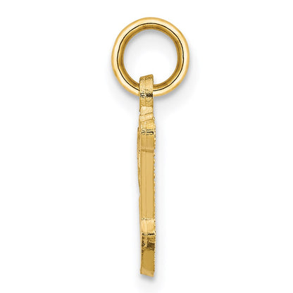 14K Yellow Gold Letter V Initial Charm