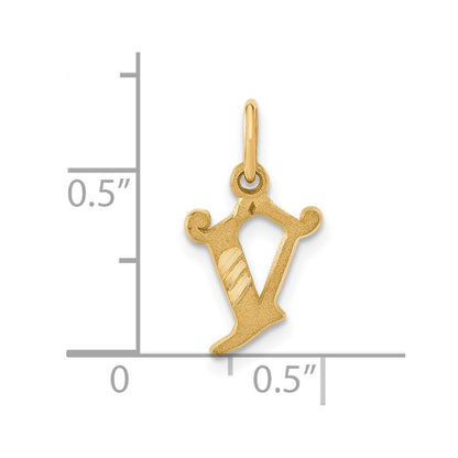 14K Yellow Gold Letter V Initial Charm
