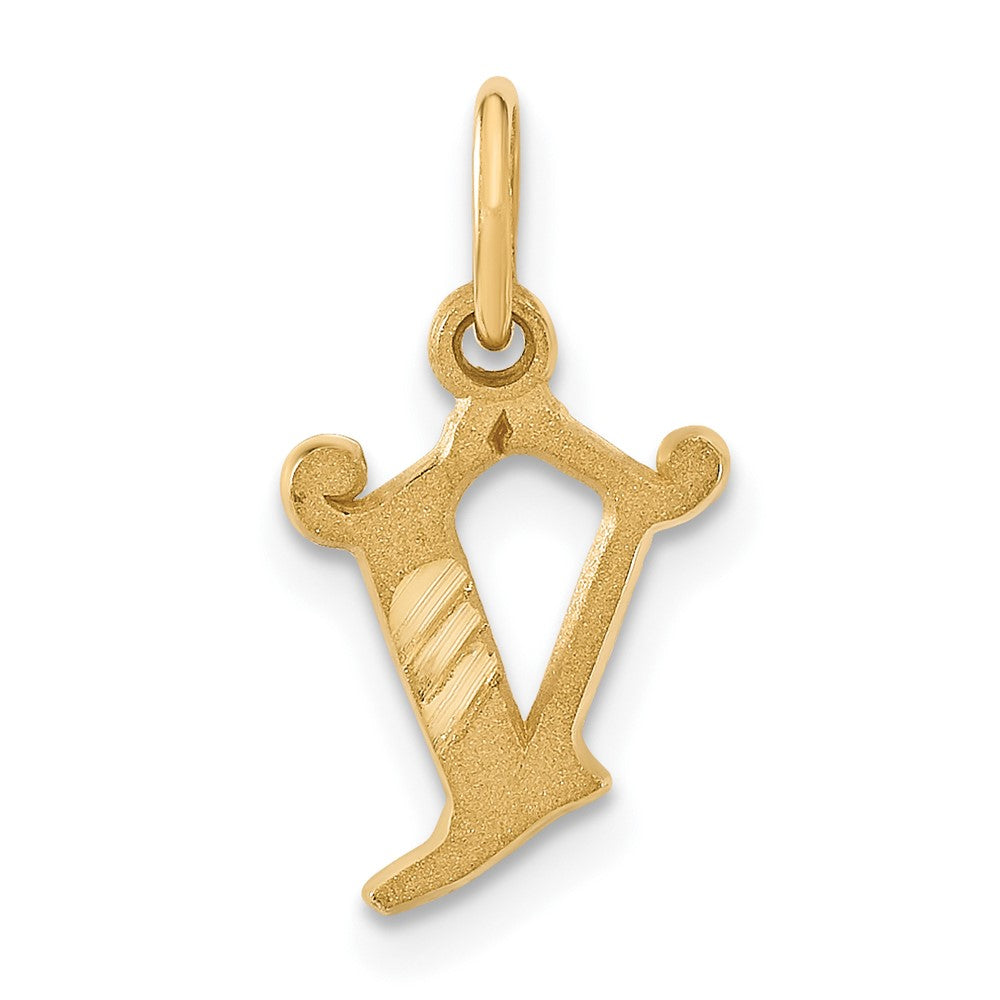 14K Yellow Gold Letter V Initial Charm