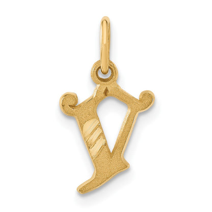 14K Yellow Gold Letter V Initial Charm