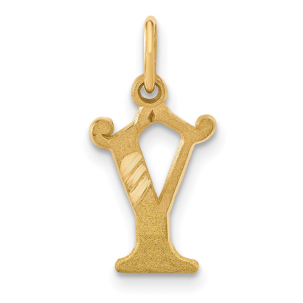 14K Yellow Gold Letter Y Initial Charm