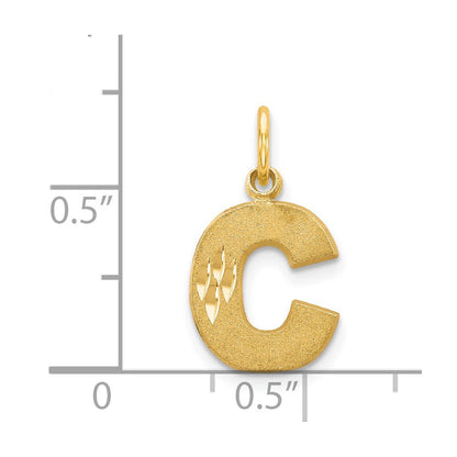 14K Yellow Gold Letter C Initial Charm
