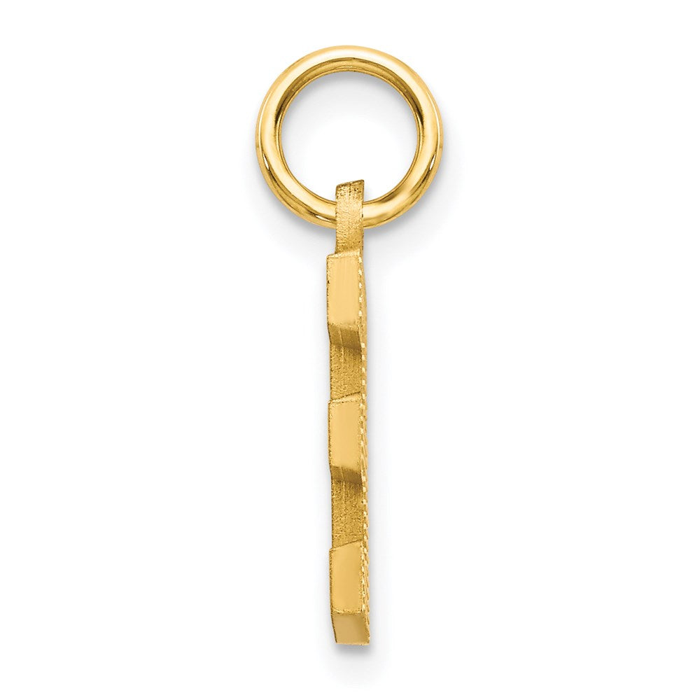 14K Yellow Gold 14Ky Satin Diamond-Cut Letter E Initial Charm