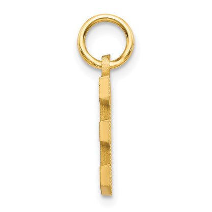 14K Yellow Gold 14Ky Satin Diamond-Cut Letter E Initial Charm