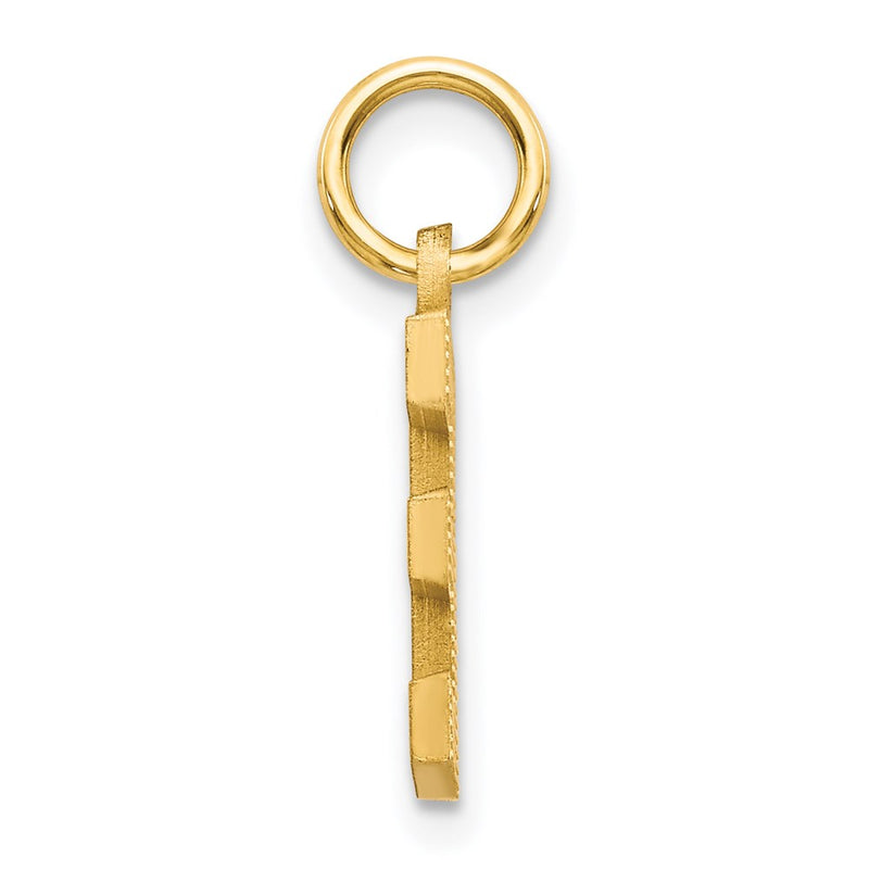 14K Yellow Gold 14Ky Satin Diamond-Cut Letter E Initial Charm