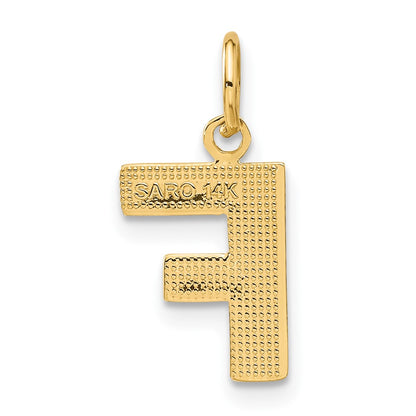 14K Yellow Gold 14Ky Satin Diamond-Cut Letter F Initial Charm
