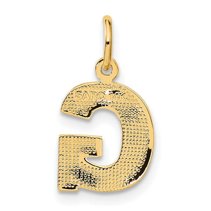 14K Yellow Gold 14Ky Satin Diamond-Cut Letter G Initial Charm