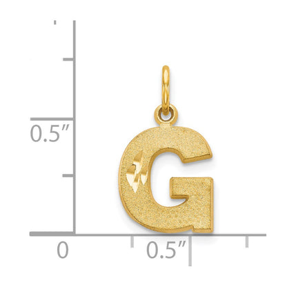 14K Yellow Gold 14Ky Satin Diamond-Cut Letter G Initial Charm