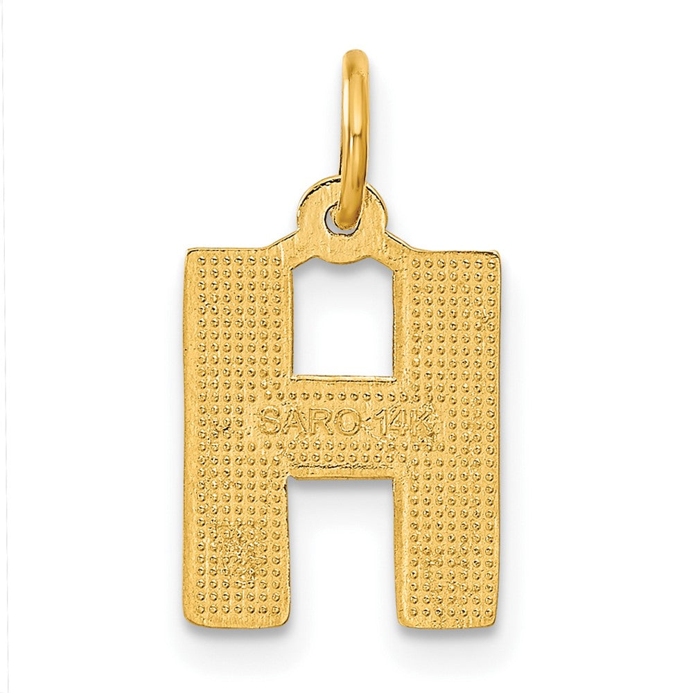14K Yellow Gold 14Ky Satin Diamond-Cut Letter H Initial Charm