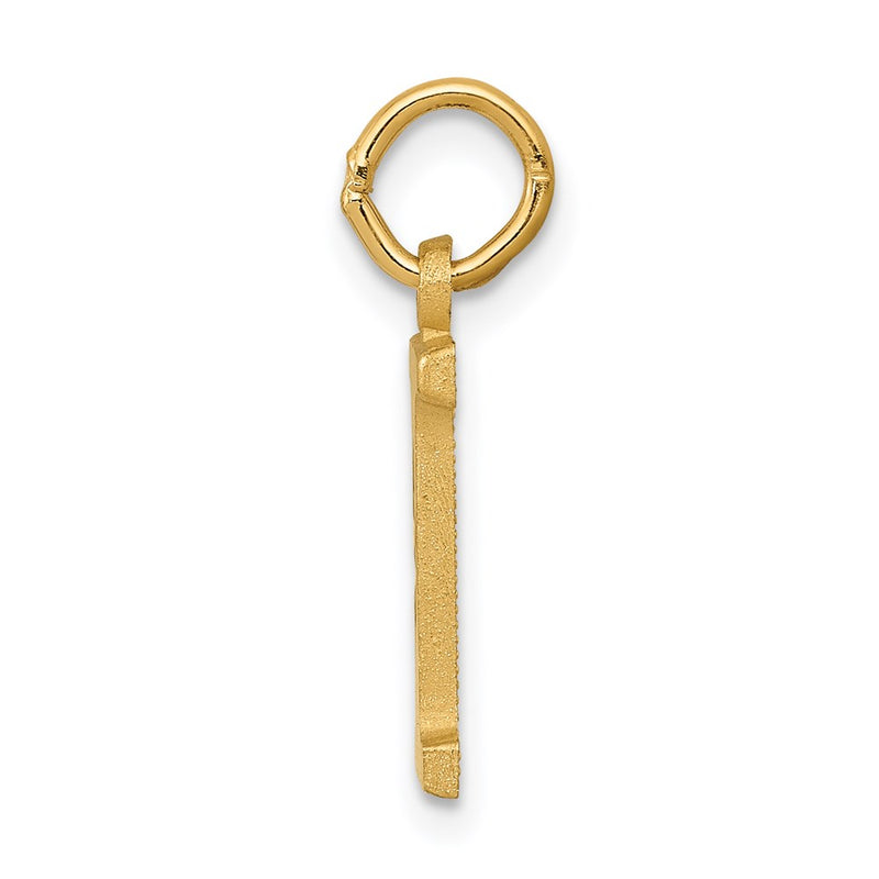 14K Yellow Gold 14Ky Satin Diamond-Cut Letter I Initial Charm
