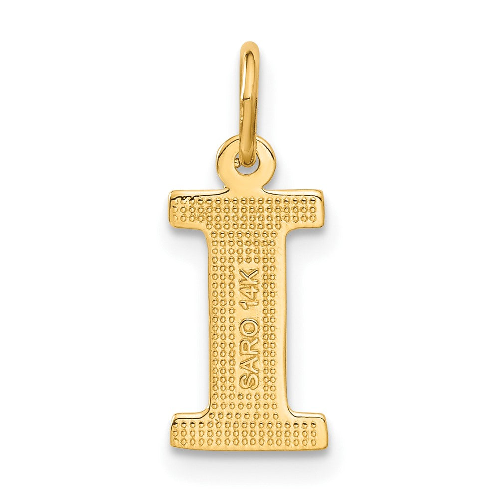 14K Yellow Gold 14Ky Satin Diamond-Cut Letter I Initial Charm