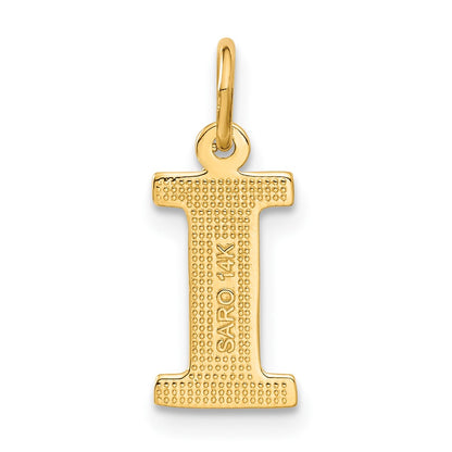 14K Yellow Gold 14Ky Satin Diamond-Cut Letter I Initial Charm