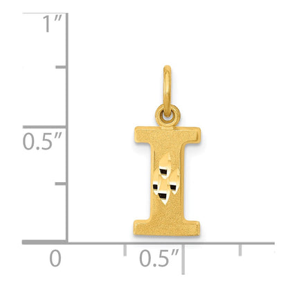 14K Yellow Gold 14Ky Satin Diamond-Cut Letter I Initial Charm