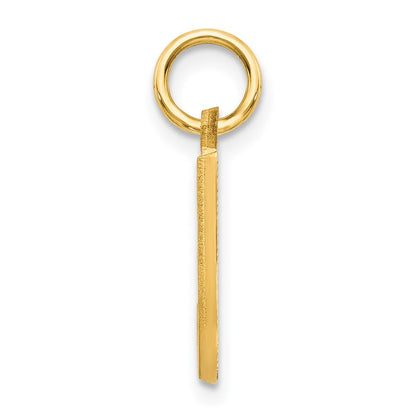 14K Yellow Gold 14Ky Satin Diamond-Cut Letter J Initial Charm