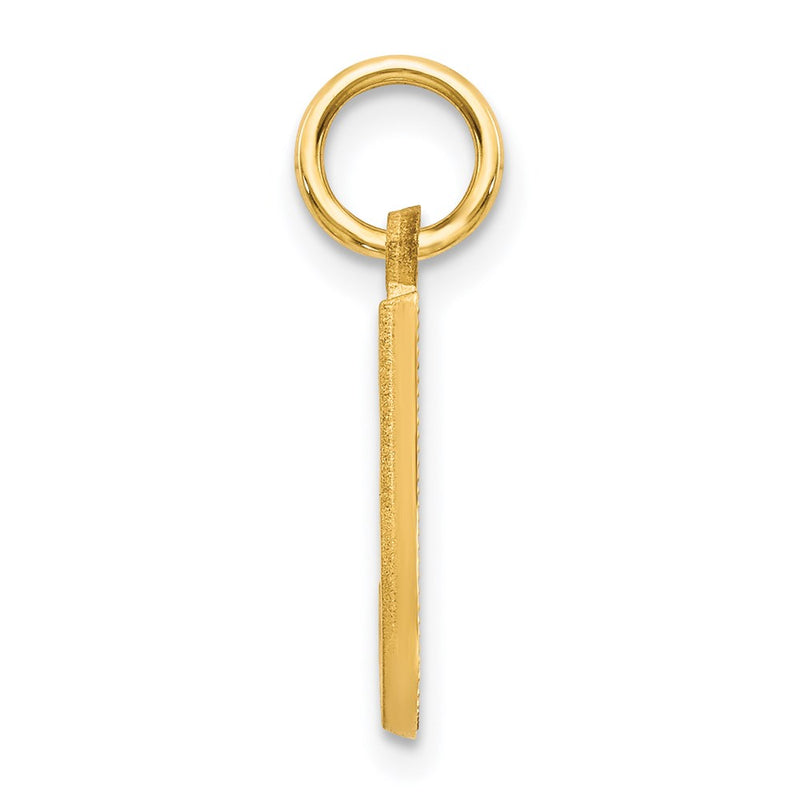 14K Yellow Gold 14Ky Satin Diamond-Cut Letter J Initial Charm