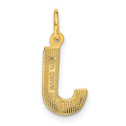 14K Yellow Gold 14Ky Satin Diamond-Cut Letter J Initial Charm
