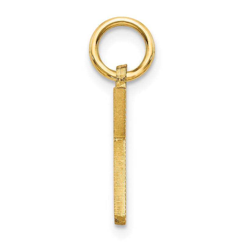 14K Yellow Gold 14Ky Satin Diamond-Cut Letter K Initial Charm
