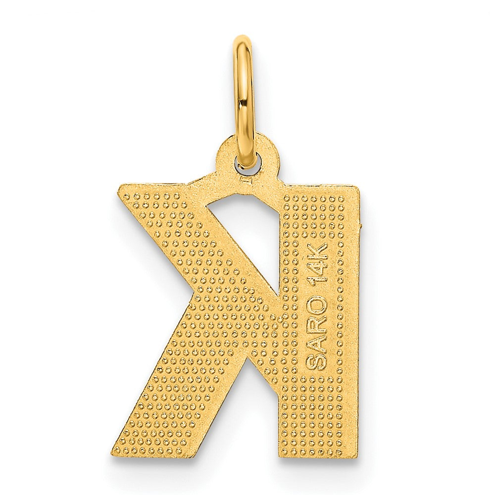 14K Yellow Gold 14Ky Satin Diamond-Cut Letter K Initial Charm