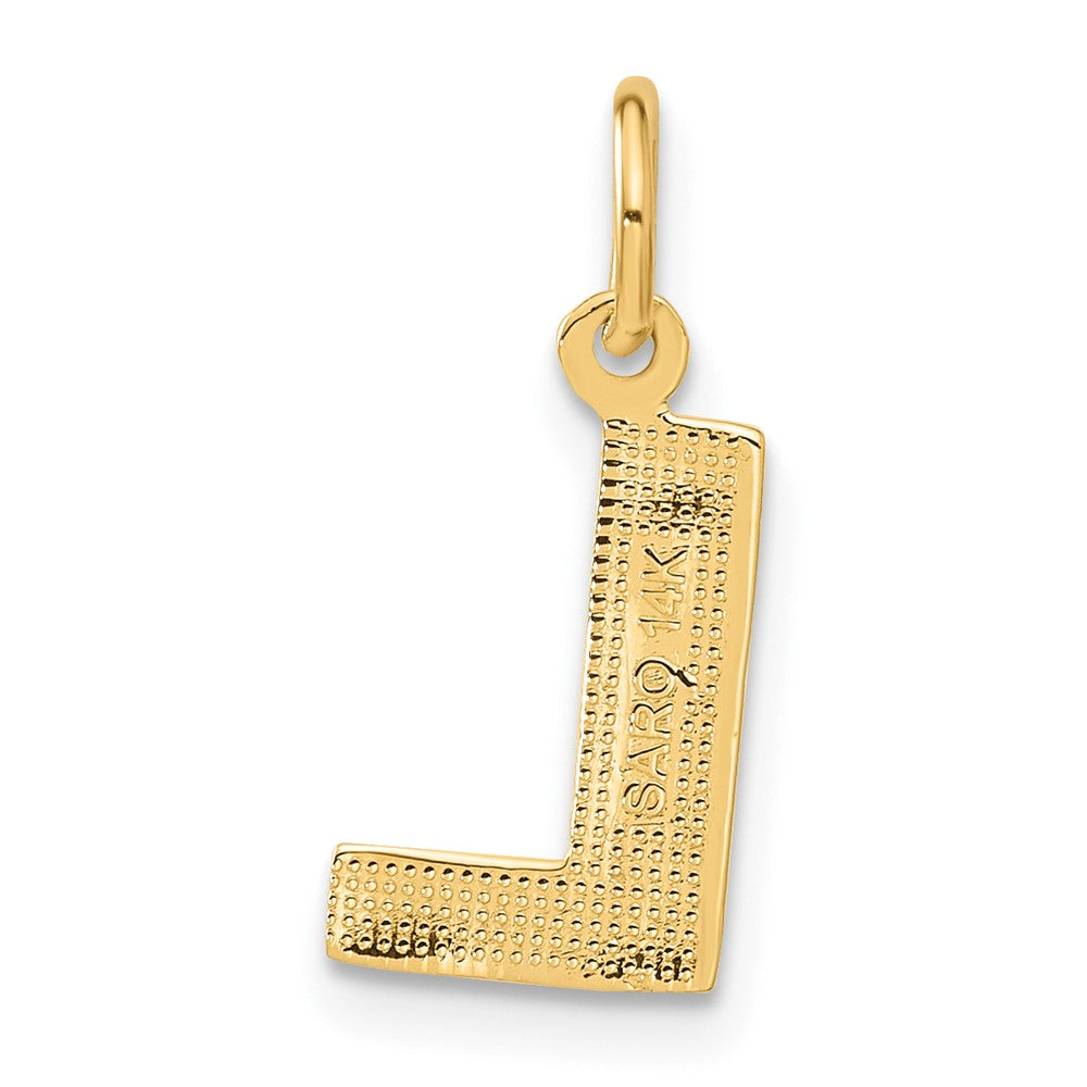 14K Yellow Gold 14Ky Satin Diamond-Cut Letter L Initial Charm