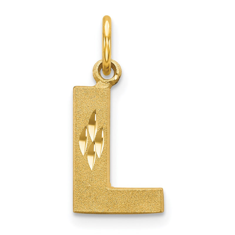14K Yellow Gold 14Ky Satin Diamond-Cut Letter L Initial Charm