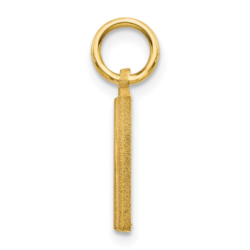 14K Yellow Gold 14Ky Satin Diamond-Cut Letter N Initial Charm