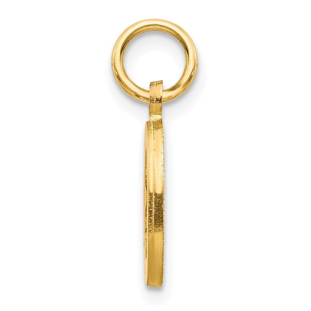 14K Yellow Gold 14Ky Satin Diamond-Cut Letter O Initial Charm