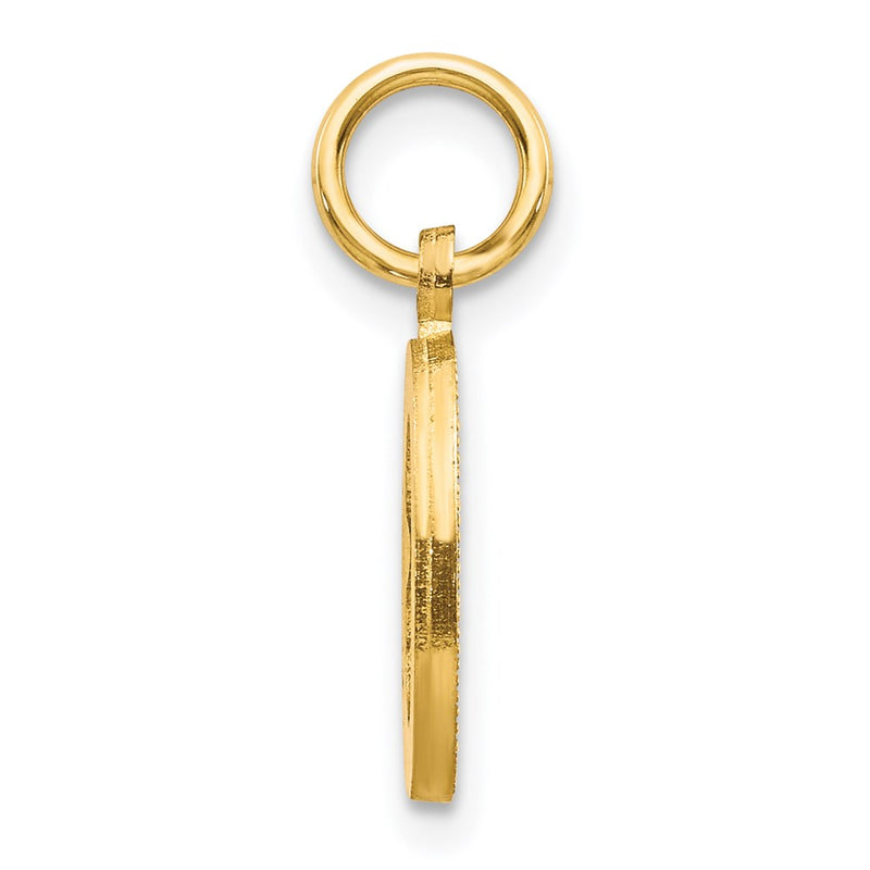 14K Yellow Gold 14Ky Satin Diamond-Cut Letter O Initial Charm