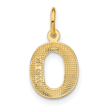 14K Yellow Gold 14Ky Satin Diamond-Cut Letter O Initial Charm