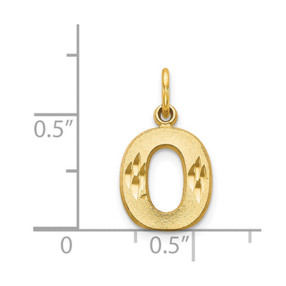 14K Yellow Gold 14Ky Satin Diamond-Cut Letter O Initial Charm