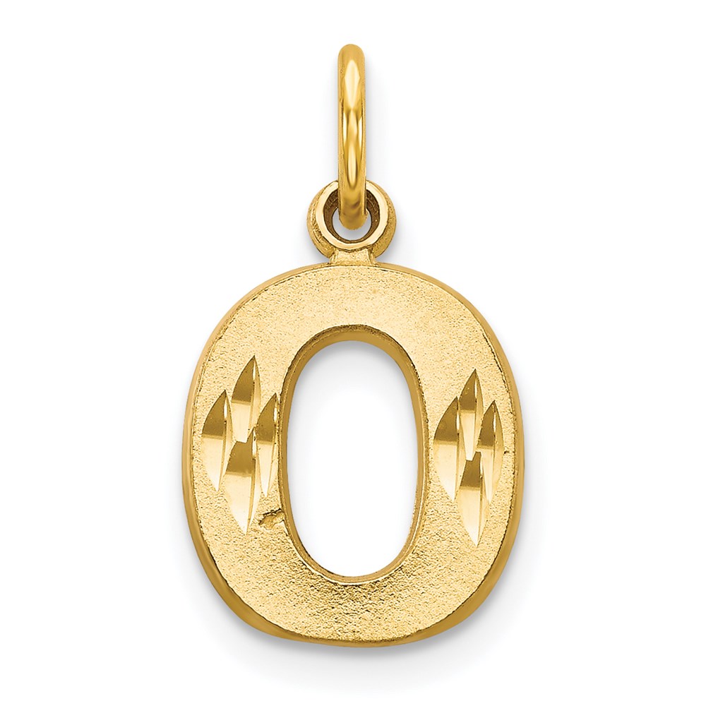 14K Yellow Gold 14Ky Satin Diamond-Cut Letter O Initial Charm