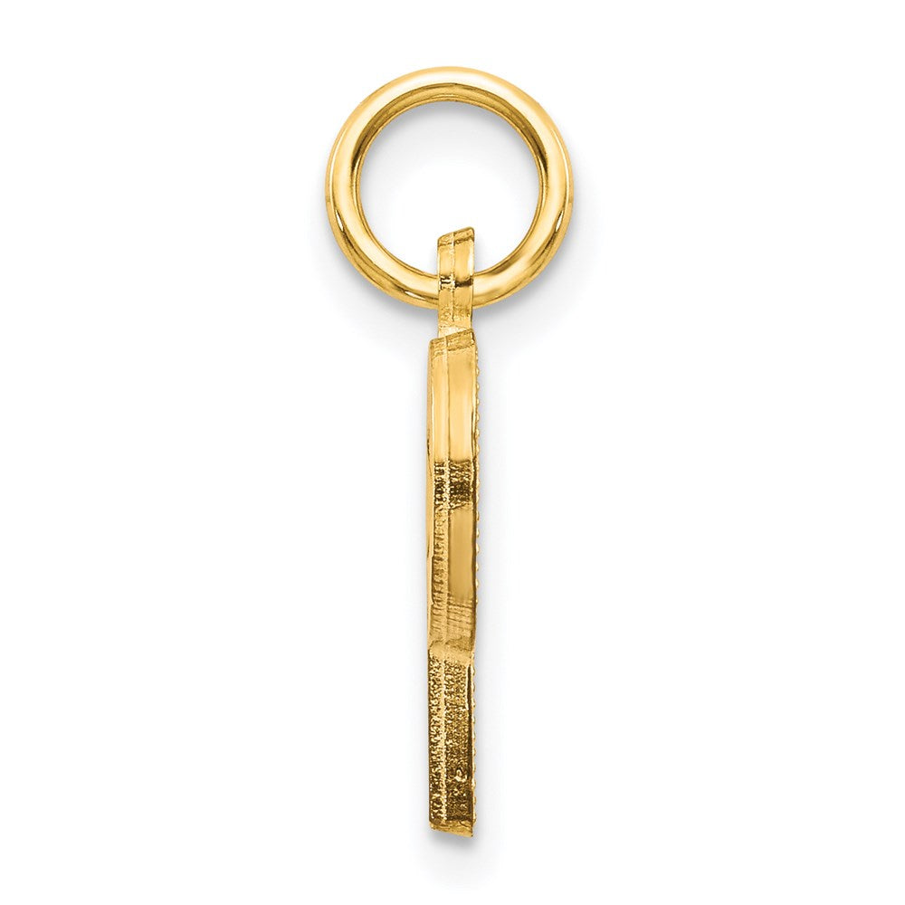 14K Yellow Gold 14Ky Satin Diamond-Cut Letter P Initial Charm