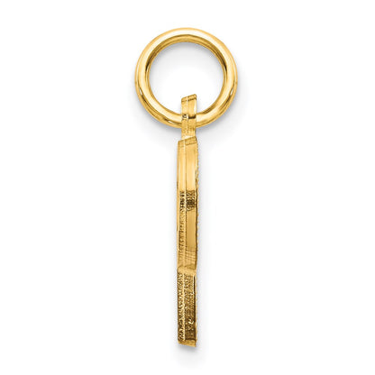 14K Yellow Gold 14Ky Satin Diamond-Cut Letter P Initial Charm