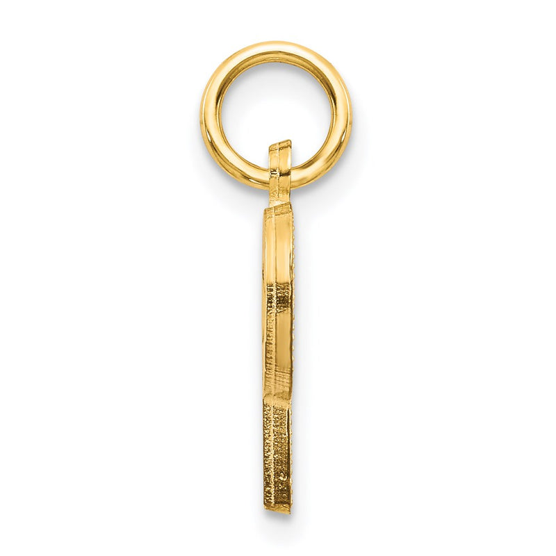 14K Yellow Gold 14Ky Satin Diamond-Cut Letter P Initial Charm
