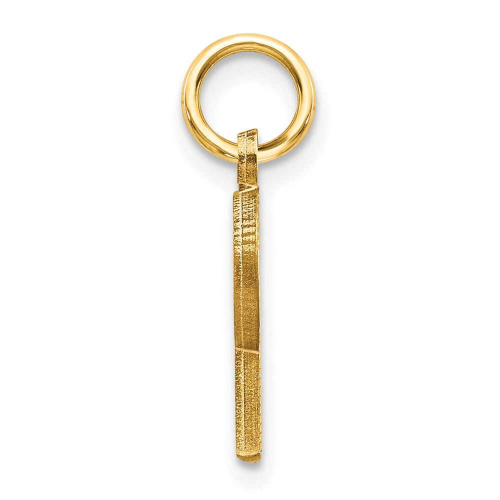 14K Yellow Gold 14Ky Satin Diamond-Cut Letter R Initial Charm