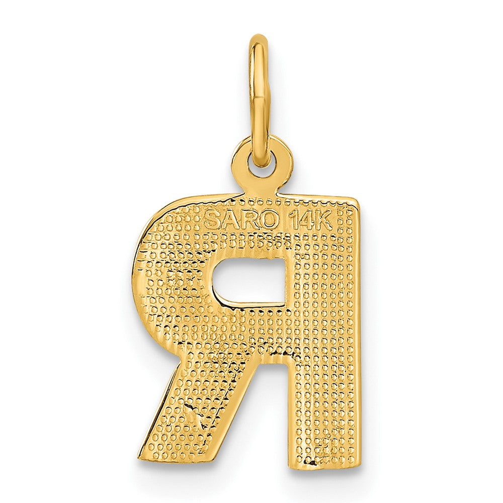 14K Yellow Gold 14Ky Satin Diamond-Cut Letter R Initial Charm