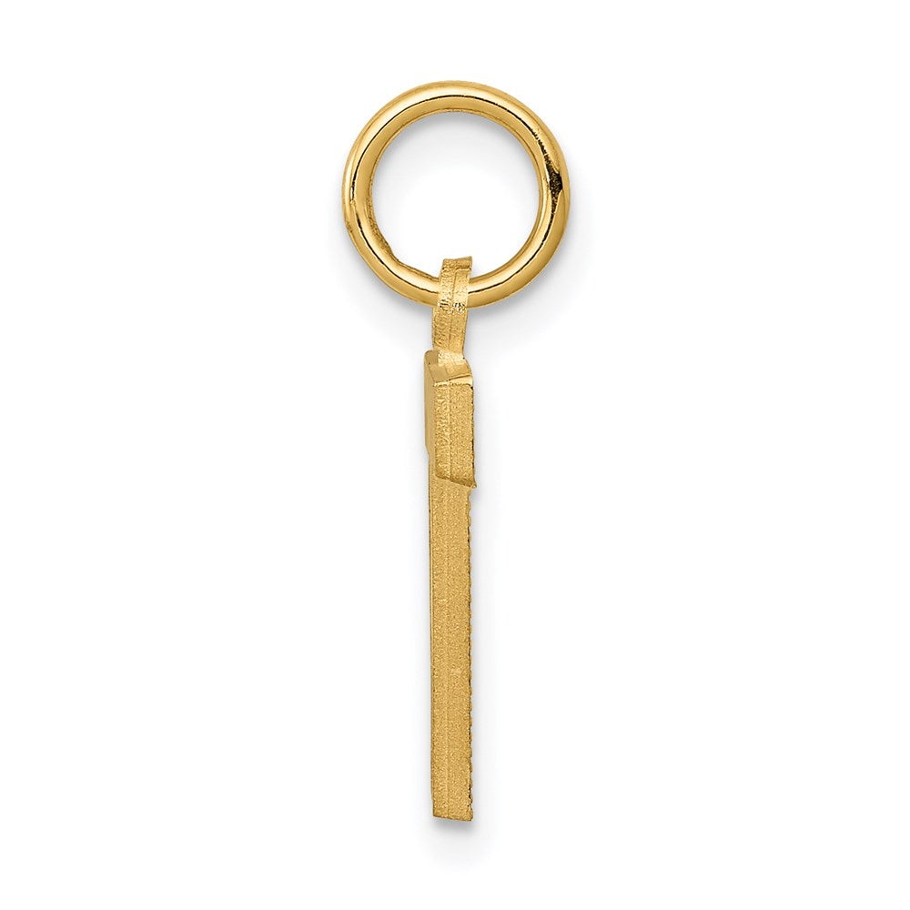14K Yellow Gold 14Ky Satin Diamond-Cut Letter T Initial Charm