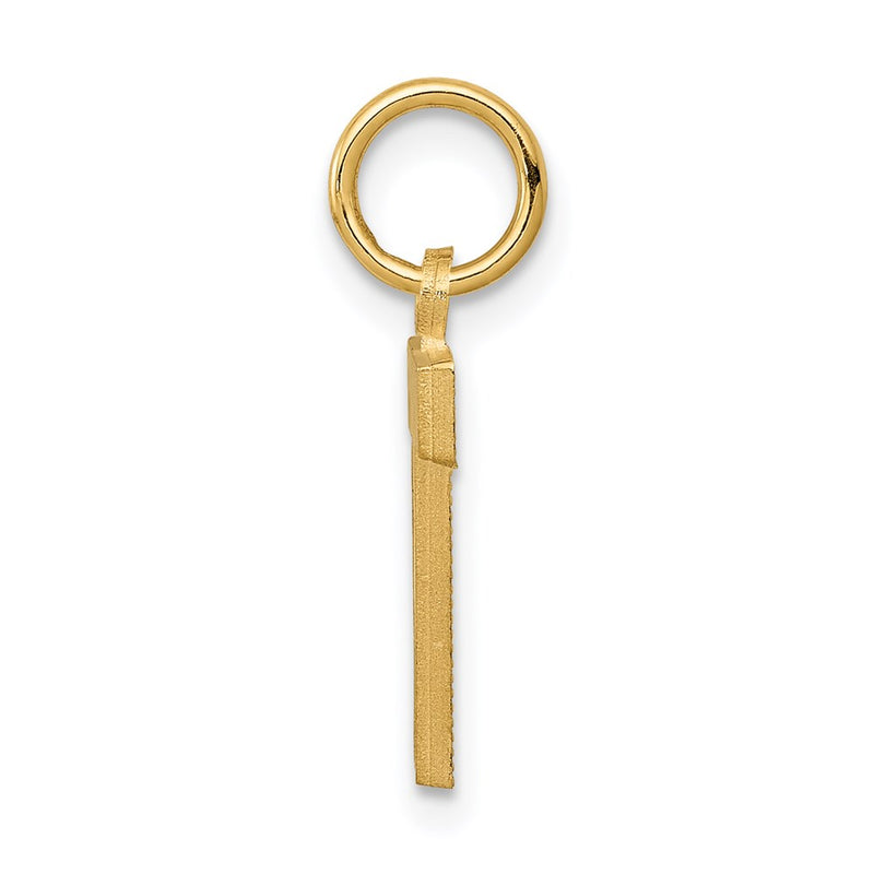 14K Yellow Gold 14Ky Satin Diamond-Cut Letter T Initial Charm