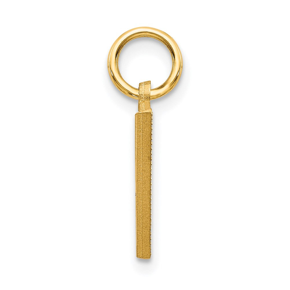 14K Yellow Gold 14Ky Satin Diamond-Cut Letter V Initial Charm