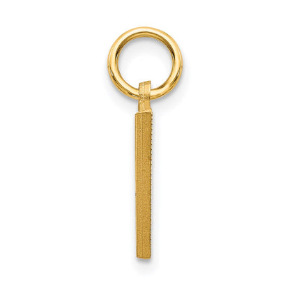 14K Yellow Gold 14Ky Satin Diamond-Cut Letter V Initial Charm