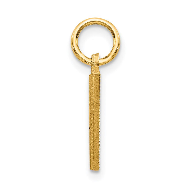 14K Yellow Gold 14Ky Satin Diamond-Cut Letter V Initial Charm