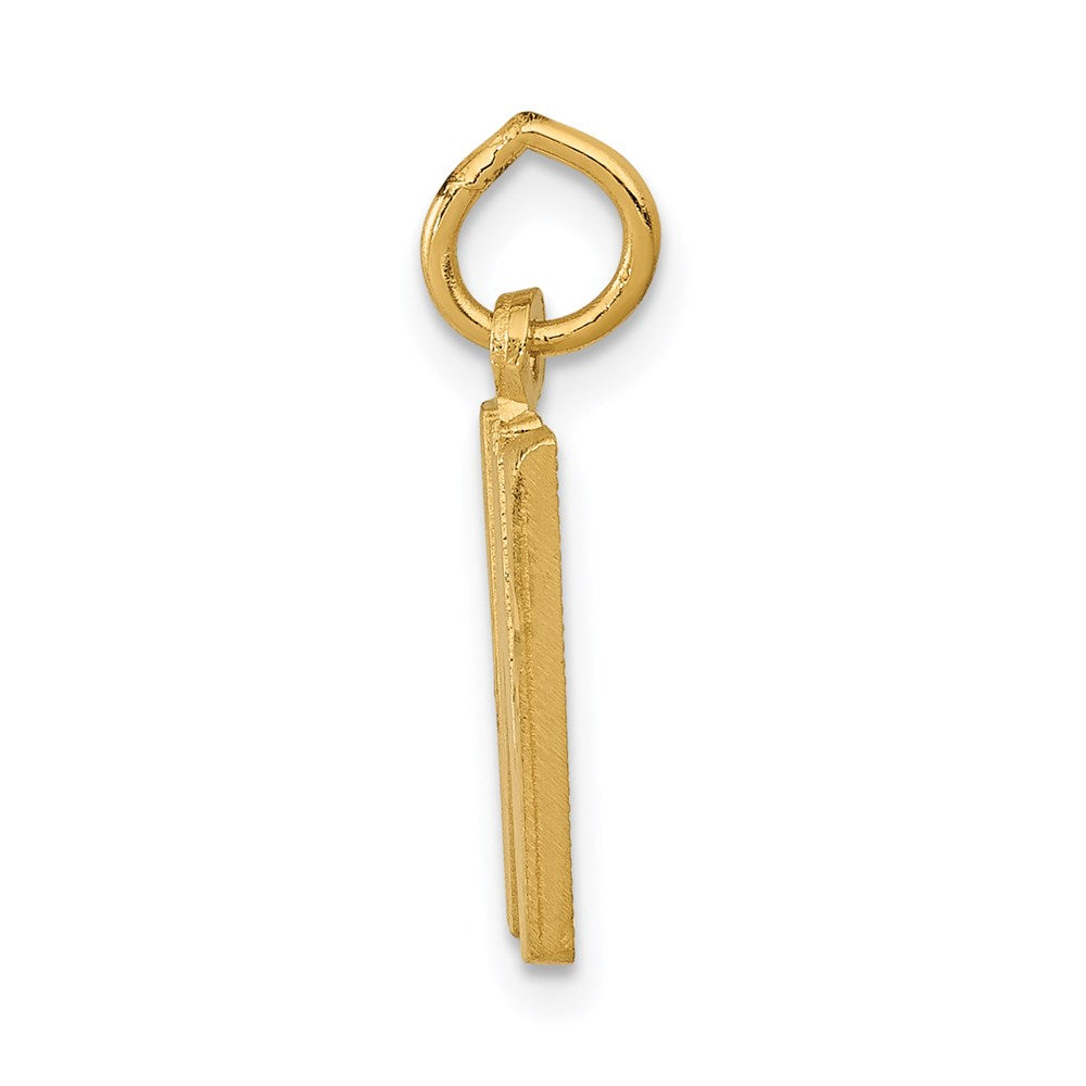 14K Yellow Gold 14Ky Satin Diamond-Cut Letter W Initial Charm