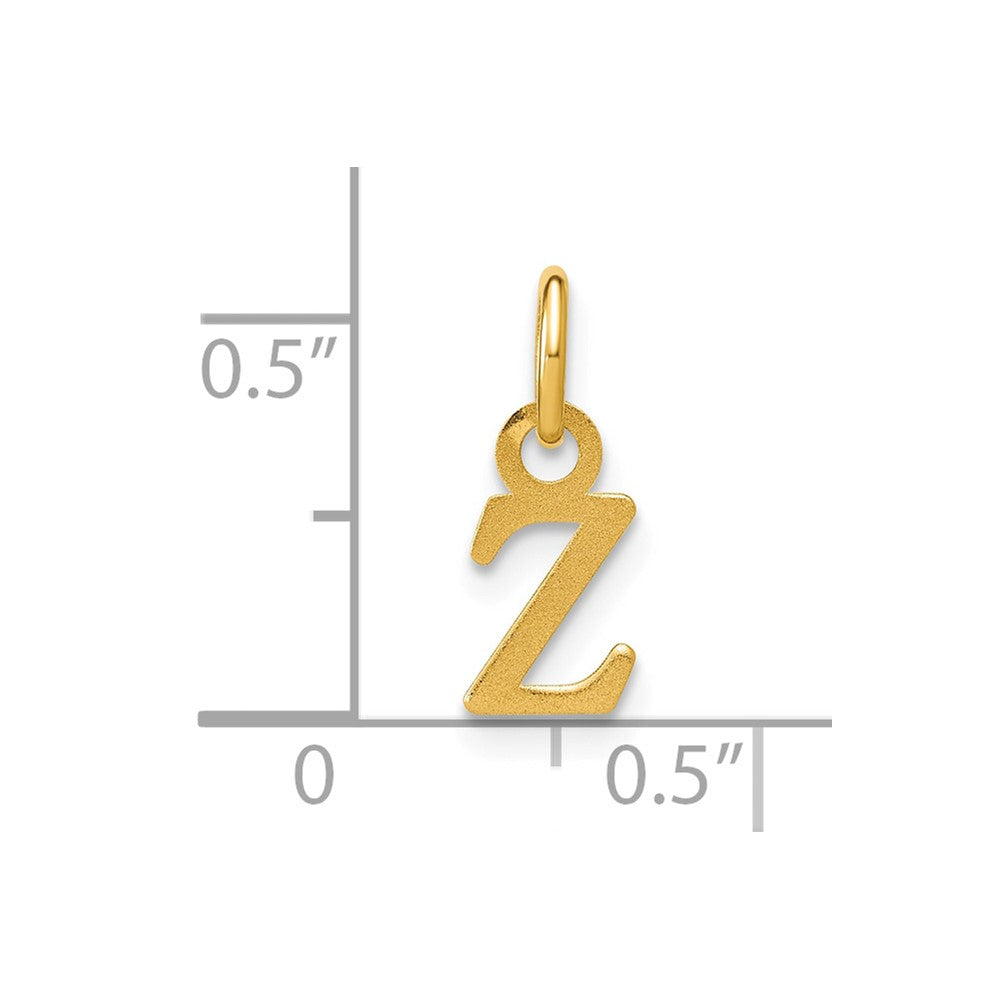 14K Yellow Gold Satin Diamond-Cut Letter Z Initial Charm