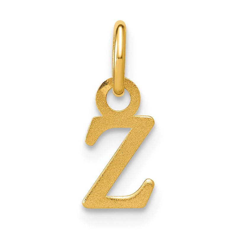 14K Yellow Gold Satin Diamond-Cut Letter Z Initial Charm