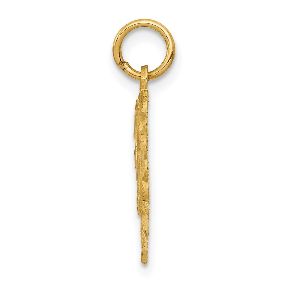 14K Yellow Gold Heart Letter A Charm