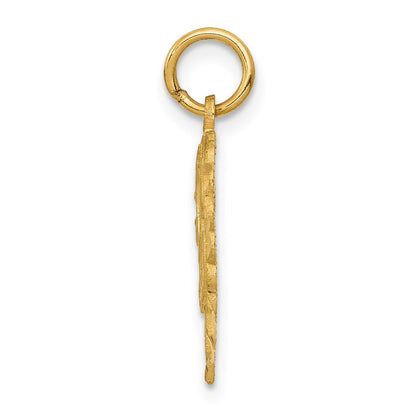 14K Yellow Gold Heart Letter A Charm