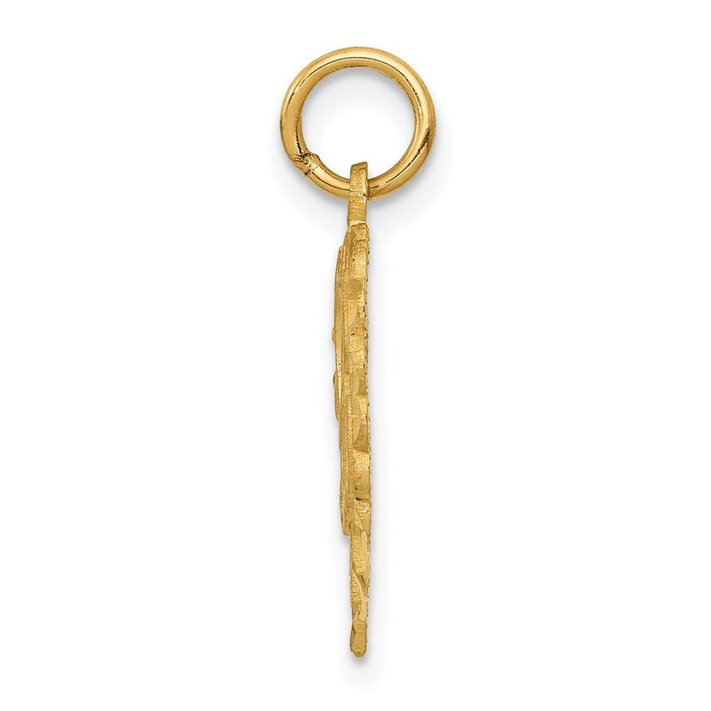 14K Yellow Gold Heart Letter A Charm